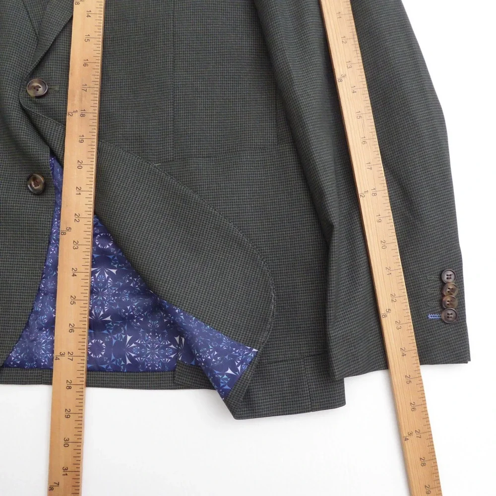 TailorByrd Mens Blazer Green Houndstooth Check Two Button Sport Coat 42S